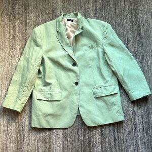 Theory Light Green 100% Linen Blazer, size M/L  **flaw